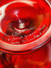 Load image into Gallery viewer, FENTON Ruby Red Christmas Bow 10.5” Ruffled Basket Vase Signed by D. Cutshaw