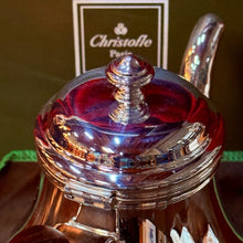 Load image into Gallery viewer, Christofle Paris Bagatelle Silver Plated Teapot 8 Cup Rosewood Handle w/ OG Box