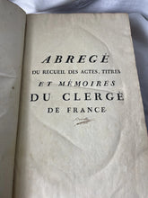 Load image into Gallery viewer, abrege du recueil des actes titres et memoires French Clergy Book 1752