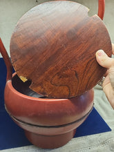 Load image into Gallery viewer, Antique Chinese Red Lacquer Wooden Wedding Basket Bucket w/ Lid & Handle