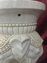 Load image into Gallery viewer, Pair of Vintage White Elephant Ceramic Garden Stool / Planter 21”H 13”D