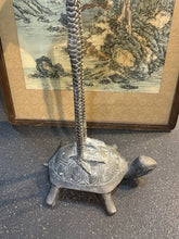 Load image into Gallery viewer, Large Vintage Bronze Longevity Crane Standing On Turtle Statue 39.5”