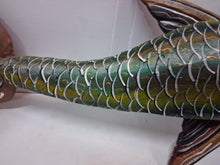 Load image into Gallery viewer, Vintage Unique Mexican Folk Art Mermaid Hand Carved Painted Wood Wall Art 38”