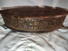Load image into Gallery viewer, Vintage African Hand Made Money Box Floral Design Carved Wood Storage Box