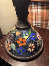 Load image into Gallery viewer, Vintage Large Tiffany Style Table Lamp Stained Glass W/Lighted Base 32” T 22” W