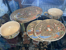 Load image into Gallery viewer, 1920’s Japanese Satsuma Moriage Tea Set 6 Piece Shimazu Family Crest