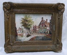 Load image into Gallery viewer, Beautiful Piet van Beek Dutch Oil Painting Of European Town With Canal Signed