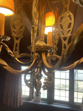 Load image into Gallery viewer, Antique And Unique Brass Five Arm Chandelier