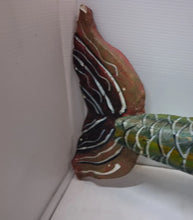 Load image into Gallery viewer, Vintage Unique Mexican Folk Art Mermaid Hand Carved Painted Wood Wall Art 38”