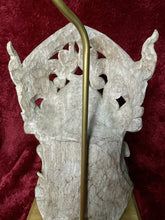 Load image into Gallery viewer, RARE Vintage 34” Thailand Wooden Carved 3 Buddhas Lamp w/ Brass & Switch