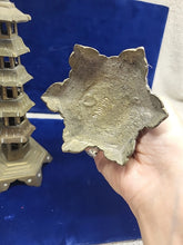 Load image into Gallery viewer, Antique Chinese Bronze Pagoda Temple Figure Figurine Statues A Pair!!