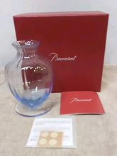Load image into Gallery viewer, New In Box Baccarat France Blue Aquarelle Crystal Bud Flower Vase 4.5"
