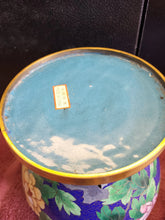 Load image into Gallery viewer, Chrysanthemum Chinese Cloisonne Ginger Jar Urn Butterfly Blue Enamel w/ lid