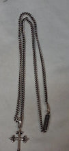 Load image into Gallery viewer, King Baby Studio Men's Sterling Silver Necklace 24" Cross Fleur De Lis Pendant