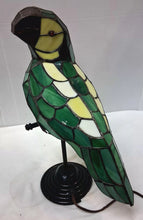 Load image into Gallery viewer, Stained Glass Parrot Lamp Tiffany Style Green Bird Accent Light Works