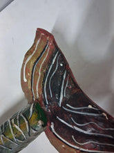 Load image into Gallery viewer, Vintage Unique Mexican Folk Art Mermaid Hand Carved Painted Wood Wall Art 38”