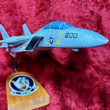 Load image into Gallery viewer, RARE VF-24 F-14 Tomcat Wooden Model 16” Wingspan Navy Jet w/ Base Movable Wings