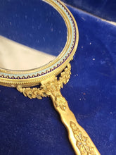 Load image into Gallery viewer, Antique French Bronze Hand Mirror w/ Miniature Painting