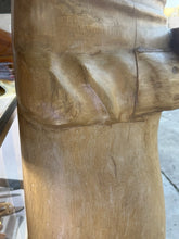 Load image into Gallery viewer, Vintage Hand Carved Solid Wood Pig Butler With Tray Statue 55” Tall