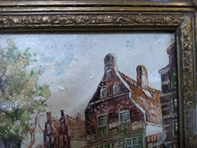 Load image into Gallery viewer, Beautiful Piet van Beek Dutch Oil Painting Of European Town With Canal Signed