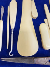 Load image into Gallery viewer, 18 Piece Victorian French Ivory~Celluloid Vanity Dresser Manicure Grooming Set