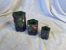Load image into Gallery viewer, Set Of 3 Antique Japanese Cloisonné Brush Pots, Meigi Period 1868-1912