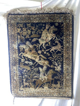 Load image into Gallery viewer, Vintage Handmade Beautiful Perssipn Silk Rug/tapestry 41“ X 29“