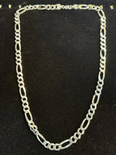 Load image into Gallery viewer, 27” Sterling Silver Figaro Link Chain Necklace 925 Silver Chain Italian 76.6g