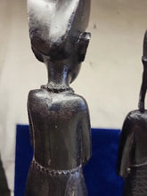 Load image into Gallery viewer, Vtg Carved Wooden Maasai Spear Warrior & Woman Tribal Ebony Figurine Sculpture