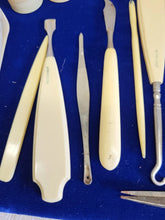 Load image into Gallery viewer, 18 Piece Victorian French Ivory~Celluloid Vanity Dresser Manicure Grooming Set