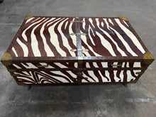 Load image into Gallery viewer, Unique vintage Coffee Table trunk With Zebra Pattern And Horns For Legs