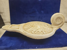 Load image into Gallery viewer, Oil Lamp - Maenad carrying a Thyrsus and a Leopard - Ceramic Artifact
