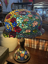 Load image into Gallery viewer, Vintage Large Tiffany Style Table Lamp Stained Glass W/Lighted Base 32” T 22” W