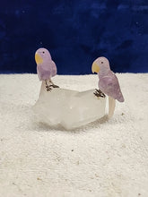 Load image into Gallery viewer, Peter Muller Hand Carved Amethyst/Fluorite Macaw Couple on Quartz 4"!!