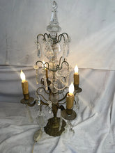 Load image into Gallery viewer, Late 18th/ Early 19th Century Brass and Crystal Candelabra Lamp