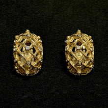 Load image into Gallery viewer, Vintage Christian Dior Gold Tone Rhinestone Clip On Earrings Signed Chr Dior