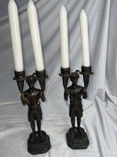 Load image into Gallery viewer, Pair of Vintage Bronze Finished Soldiers Candle Holders