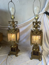 Load image into Gallery viewer, Vintage Pair Of Elegant Crystal And brass table lamps