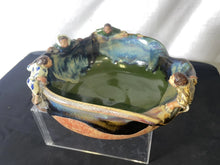 Load image into Gallery viewer, Sumida Gawa Large Pond Bowl 4 Figures and Nest W Eggs 8.75” Signed!!