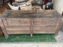 Load image into Gallery viewer, Antique Handmade large Solid Wood Trunk With Unique Iron Hardware