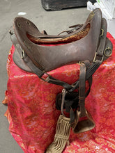 Load image into Gallery viewer, Antique John Clark - Western Saddle W/wood Stirrups 11.5" Seat c. 1870-90