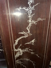 Load image into Gallery viewer, CHINESE 4 PANEL COROMANDEL BLACK LAQUERED SCREEN WITH MOTHER OF PEARL OVERLAY!!