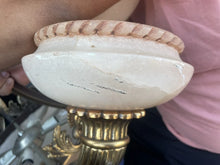 Load image into Gallery viewer, Vintage Large Bronze & Alabaster pendant Chandelier