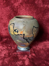 Load image into Gallery viewer, NS21- ALEX LONG Iridescent Raku Lava Pottery 7.25” Vase, SIGNED 2012
