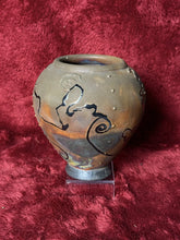Load image into Gallery viewer, NS21- ALEX LONG Iridescent Raku Lava Pottery 7.25” Vase, SIGNED 2012