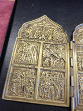 Load image into Gallery viewer, Antique Rare Unique Russian Christian 19th Cent Brass 4-Panel Folding Skladen