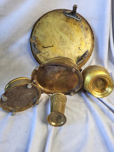 Load image into Gallery viewer, 15" Vtg Moroccan Brass Tray w/ Maranao Gador, Tea Caddy, Trinket box, Dowry set