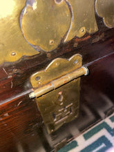Load image into Gallery viewer, Antique Solid Wood Japanese Chest, Trunk With Really Unique Hardware And Lock