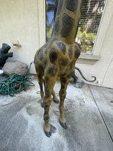Load image into Gallery viewer, Large 89" Tall Painted Bronze Giraffe Statue Indoor Outdoor Decor 7' Feet 5"