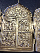 Load image into Gallery viewer, Antique Rare Unique Russian Christian 19th Cent Brass 4-Panel Folding Skladen